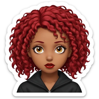 goth girl red hair cacheado médio pele parda, várias expressões  sticker