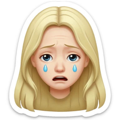 Women with long hair crying sticker
