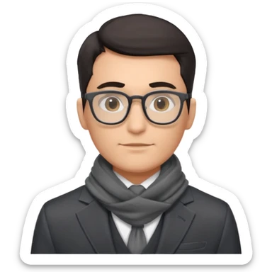 gray scarf male dark hair with suit glasses sticker