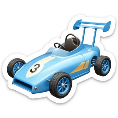 Light sparkling blue Antiqued looking shopping cart race car with custom aero body and rear wing  sticker