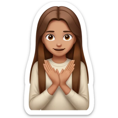 Girl with long brown hair standing with her back to the camera and is rubbing her hands with an evil grin spread on her face sticker