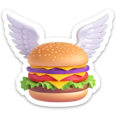 playful cartoon sandwich or burger with wings flying away symbolizing the elusive nature of a 'free lunch' sticker