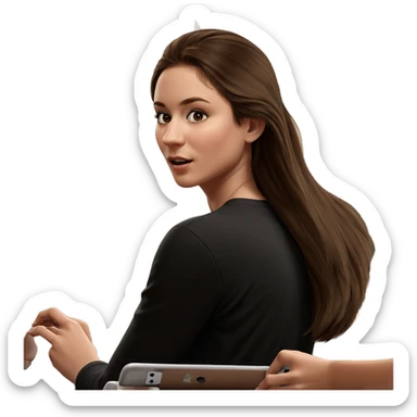 girl with brown hair indoors sticker