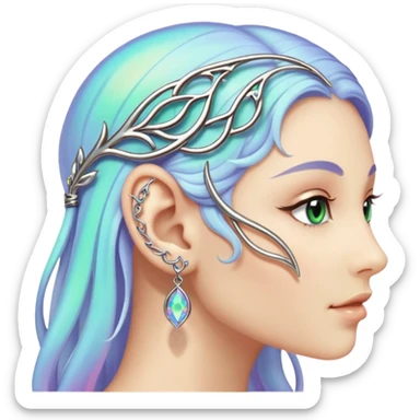 Elvish fae shiny sparkly iridescent translucent diaphanous ear climber ear cuff sticker