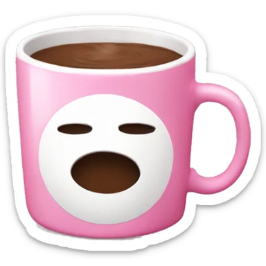 Pink coffee mug with hot chocolate sticker