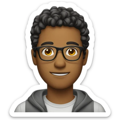 A 25 years young man Wearing glasses, fine color and very interactive  sticker