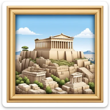 Cinematic Realistic Acropolis Landmark Emoji, showcasing ancient ruins set against a clear sky rendered with intricate detail and timeless lighting. sticker