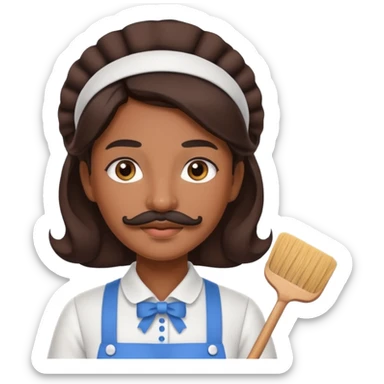 a housekeeper with mustach sticker