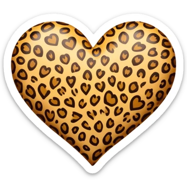 leopard print heart sticker
