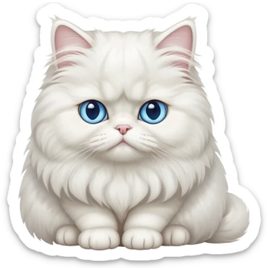 white Persian cat full body sitting with blue eyes sticker