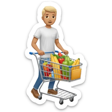 man-with-a-shopping-cart-full-body sticker