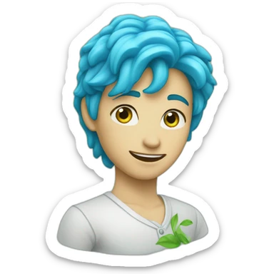 Cœur bleu mélangé cœur vert sticker