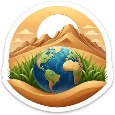 infinite 8 stylised to symbolise earth, with desert, grass, cities, oceans sticker