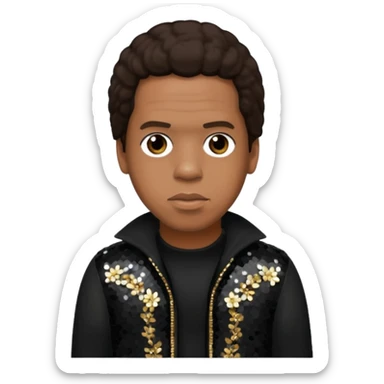 Jay-Z with dark brown hair, black sequin outfit sticker