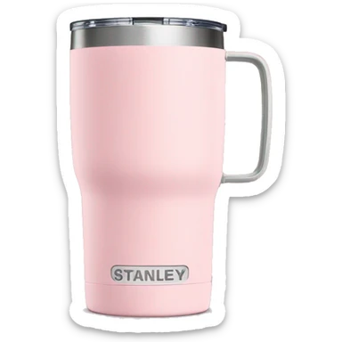 Light pink 40oz Stanley tumbler with handle sticker