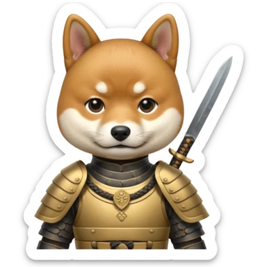 dog japan ancient samurai with small knife sticker