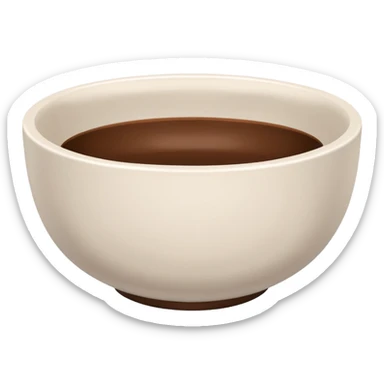 white bowl with a flat solid brown fill inside, no liquid effect, no gloss sticker