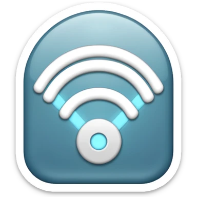 create a wifi symbol emoji exactly-like-the-reference-image-in-ios-emoji-style.-match-the-same-shape,-color,-and-glow-effect,-ensuring-it-is-smooth-and-shiny. set background #1841D6 sticker