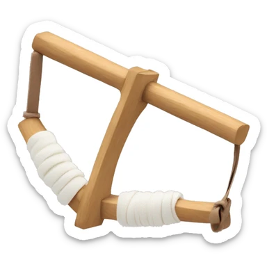 wooden y shaped slingshot with white elastic rubberband sticker
