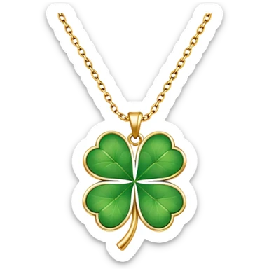 Lucky clover charm necklace – green four-leaf clover.
 sticker