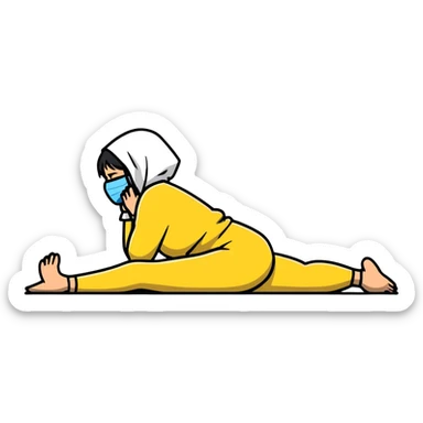 woman sitting on floor in profile view crying with face covered by arms sticker