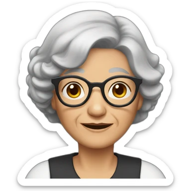 Old woman-Grandma-Black hair sticker
