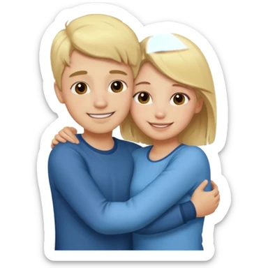 Blonde boy and girl best friends hugging  sticker