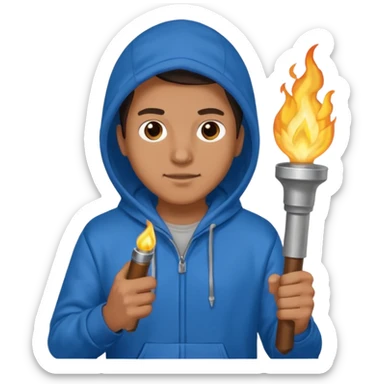 blue hoodie man The torchbearer sticker