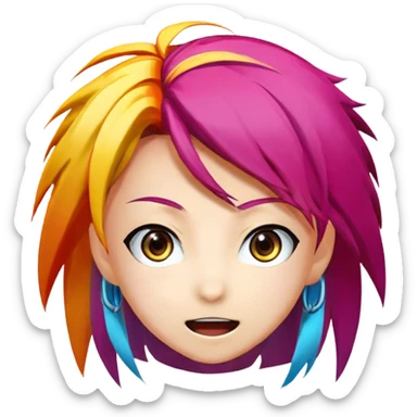 Icon for Anime: vibrant, dynamic scene with popular anime characters in action, featuring exaggerated expressions and colorful backgrounds. The design should reflect the distinct, energetic style of anime, with iconic eyes and unique visual elements. Transparent background. sticker