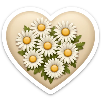 сердечко из ромашек beige sticker