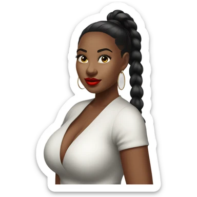 profle picture stunning curvy black woman, red lips black high ponytail sticker