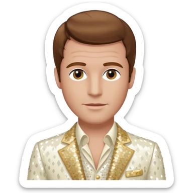 Peter Allen with Brown Hair, Ivory Sequin Outfit sticker