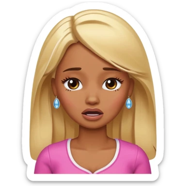 brown skin blonde barbie crying sticker
