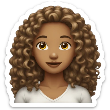 girl long curly hair sticker