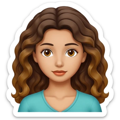 Morena com cabelo ondulado nas pontas  e de pele um pouco bronzeada sticker