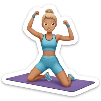 Happy person on exercise mat doing workout moves sticker