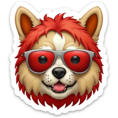 Zombie dog with red hair and sun glasses sticker