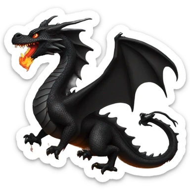 Black dragon with fire sticker