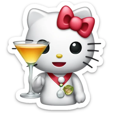 Hello kitty with a martini sticker