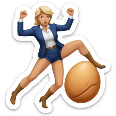 woman kicking donald trump in the testicles sticker