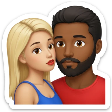 Puerto rican beard man black hair with blonde girl kissing  sticker