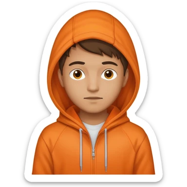 a young guy with orange hoodie, like a "techboy" sticker