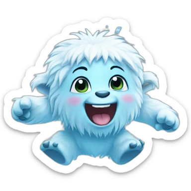 Cute baby yeti jump ice cube sticker