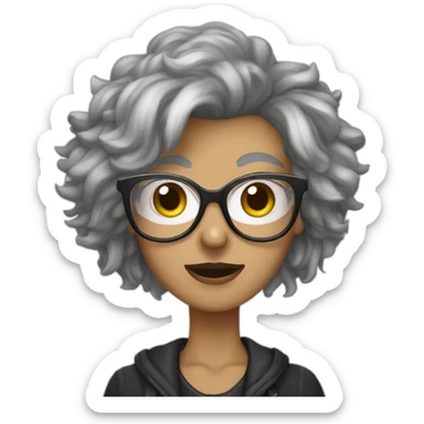 Grayhaired woman with eye glasses punk rockvsryle sticker