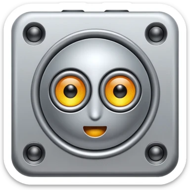a speaker with eyes and buttons sticker