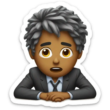 Stressed and crying teacher with messed up hair  sticker