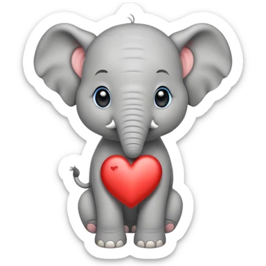 Elephant calf with small heart symbol on head. sticker