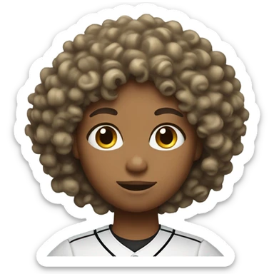Curly hair softball player sticker