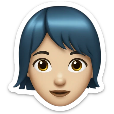 Dark brown long hair bangs girl with blue eyes sticker