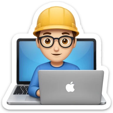 A tech guru in the front of a laptop sticker